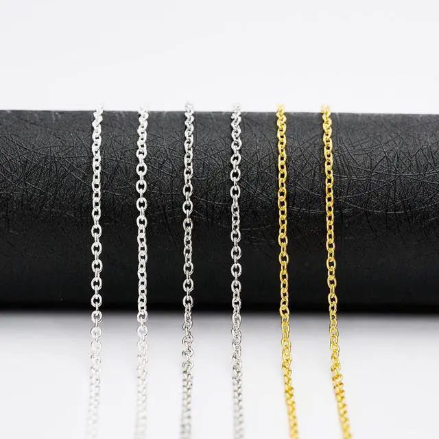 Alt view image 5 of 7 - 60 Feet Metal Iron Jewelry Chains 2 mm Bulk Gold and Silver Necklace Link Chains for Jewelry Making (Silver and Gold)