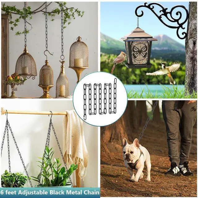 Alt view image 4 of 7 - 6 Feet Industrial Black Light Fixture Chain, Adjustable Metal Pendant Chandelier Chain Extension with Detachable Link, Maximum Load is 66 Pounds