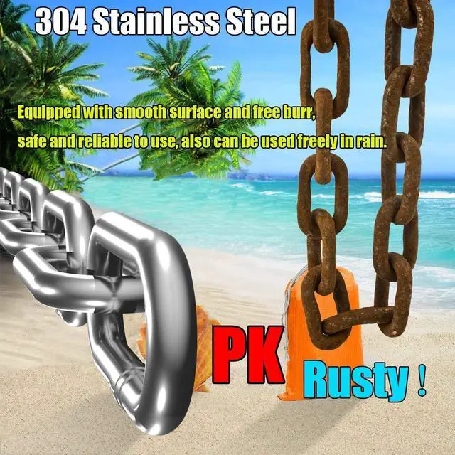 Alt view image 3 of 6 - 304 Stainless Steel Chain Heavy Duty Outdoor | 6.5ft 13ft Light Small Large Metal Link Chain for Home Camping Hanging etc
