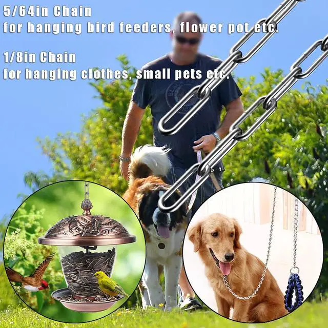 Alt view image 6 of 6 - 304 Stainless Steel Chain Heavy Duty Outdoor | 6.5ft 13ft Light Small Large Metal Link Chain for Home Camping Hanging etc
