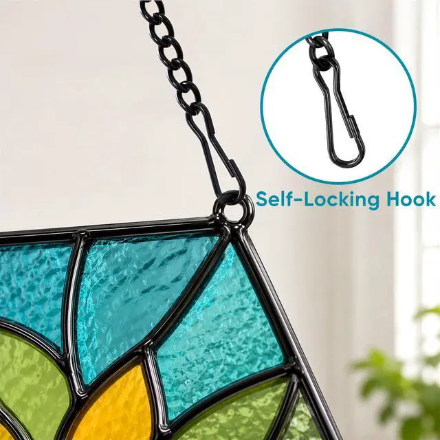 Alt view image 2 of 7 - 30 Inch Metal Chain for Hangings, Black Chains, with Safety Hooks | for Tiffany Style Stained Glass Window Panel, Bird Feeders, Planters, Lanterns, Wind Chimes, Billboards, Ornaments