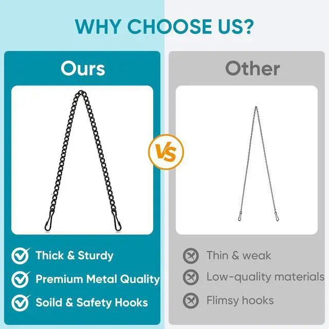 Alt view image 7 of 7 - 30 Inch Metal Chain for Hangings, Black Chains, with Safety Hooks | for Tiffany Style Stained Glass Window Panel, Bird Feeders, Planters, Lanterns, Wind Chimes, Billboards, Ornaments