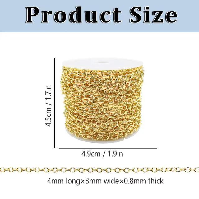 Alt view image 2 of 7 - 60 Feet Metal Iron Necklace Chains 3mm Bulk Curb Link Chain for Jewelry Making DIY Craft Supplies (Silver and Gold)