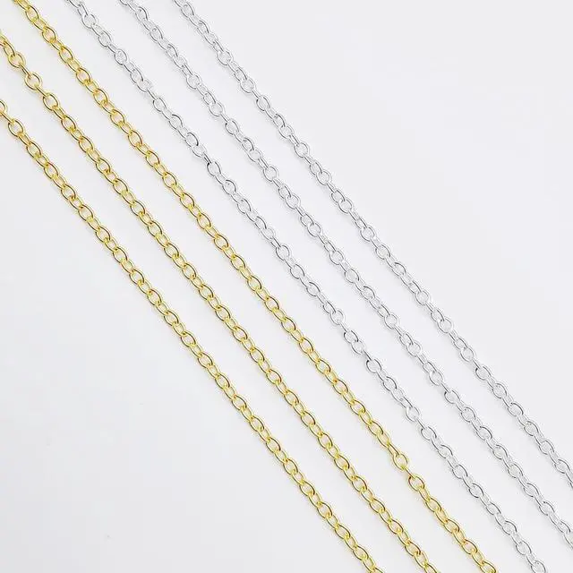 Alt view image 4 of 7 - 60 Feet Metal Iron Necklace Chains 3mm Bulk Curb Link Chain for Jewelry Making DIY Craft Supplies (Silver and Gold)