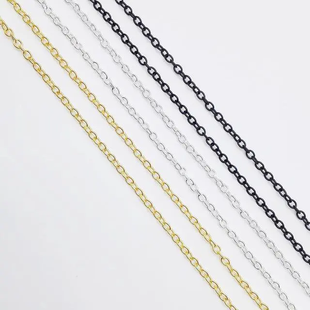 Alt view image 5 of 7 - 60 Feet Metal Iron Necklace Chains 3mm Bulk Curb Link Chain for Jewelry Making DIY Craft Supplies (Silver and Gold)