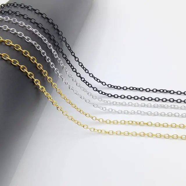 Alt view image 6 of 7 - 60 Feet Metal Iron Necklace Chains 3mm Bulk Curb Link Chain for Jewelry Making DIY Craft Supplies (Silver and Gold)