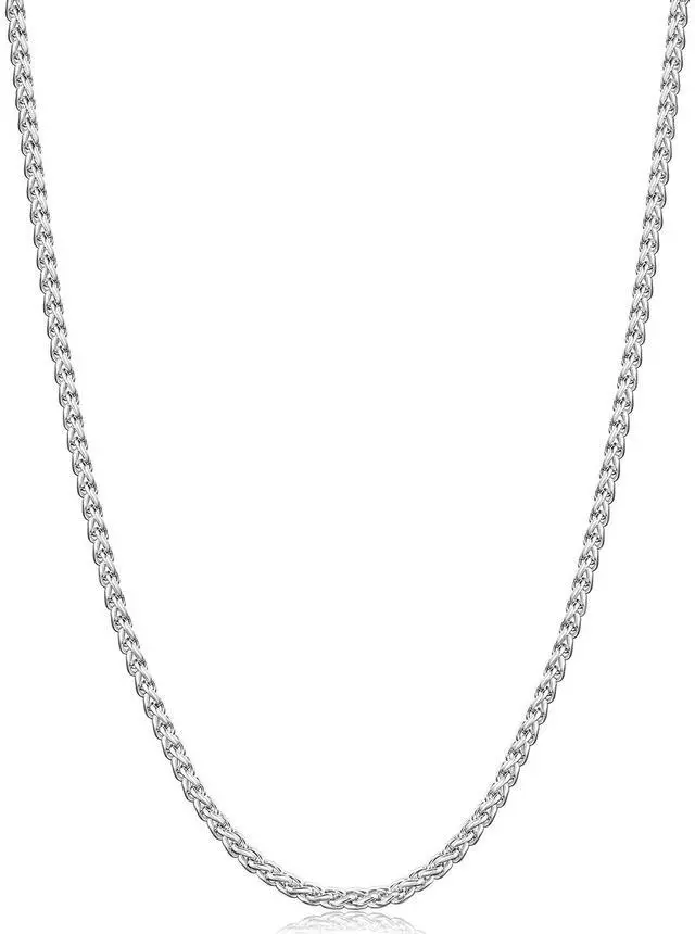 Main image of Silver Tone Wheat Chain Necklace for Men, 2.5mm Mens Chain Necklaces, Stainless Steel Necklace Chains for Men and Women, Men Necklace 20 Inch