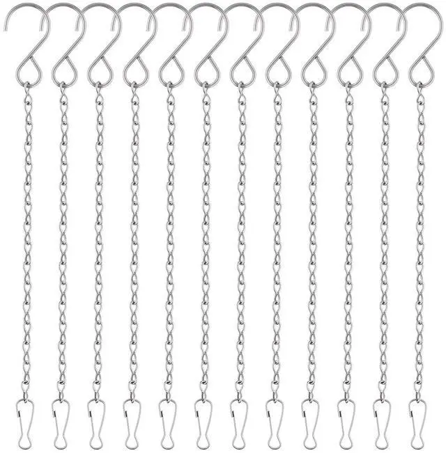 Main image of 12 Pack Hanging Chains, 10 Inch Hanging Basket Chains, Garden Plant Hangers Metal Chains with Hooks Clips for Bird Feeders, Wind Chimes, Lanterns, Planters, Decorative Ornaments