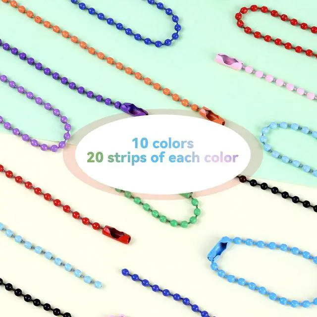 Alt view image 3 of 7 - Ball Chain Bulk Metal Chain Width 2.4mm Ball Beads Chain Long Bead Connector Clasp for Jewelry Making DIY Crafts Hanging Christmas Decoration (200 Pcs Colored 3.9 Inch / 10 cm)