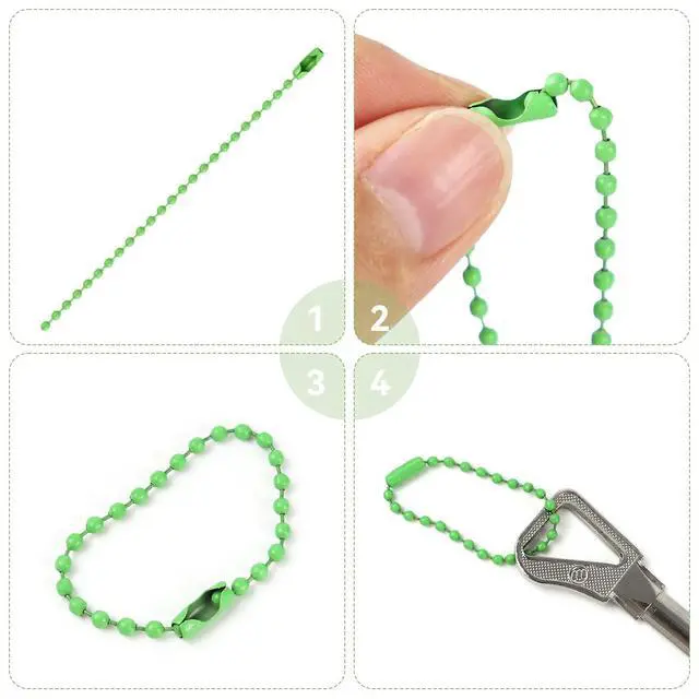 Alt view image 6 of 7 - Ball Chain Bulk Metal Chain Width 2.4mm Ball Beads Chain Long Bead Connector Clasp for Jewelry Making DIY Crafts Hanging Christmas Decoration (200 Pcs Colored 3.9 Inch / 10 cm)