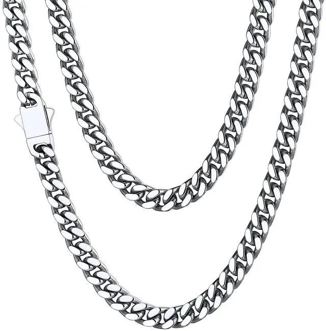 Main image of Stainless Steel Cuban Link Chain Necklace for Men, 5mm, 18" | 5/7/9/12/14mm Miami Cuban Chain 18-30 Inch, Gold/Black Men's Necklace No Tarnish & Durable, Jewelry for Daily Wear and Gift