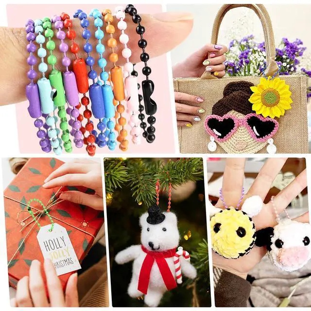 Alt view image 5 of 7 - Ball Chain Bulk Metal Chain Width 2.4mm Ball Beads Chain Long Bead Connector Clasp for Jewelry Making DIY Crafts Hanging Christmas Decoration (200 Pcs Colored 3.9 Inch / 10 cm)