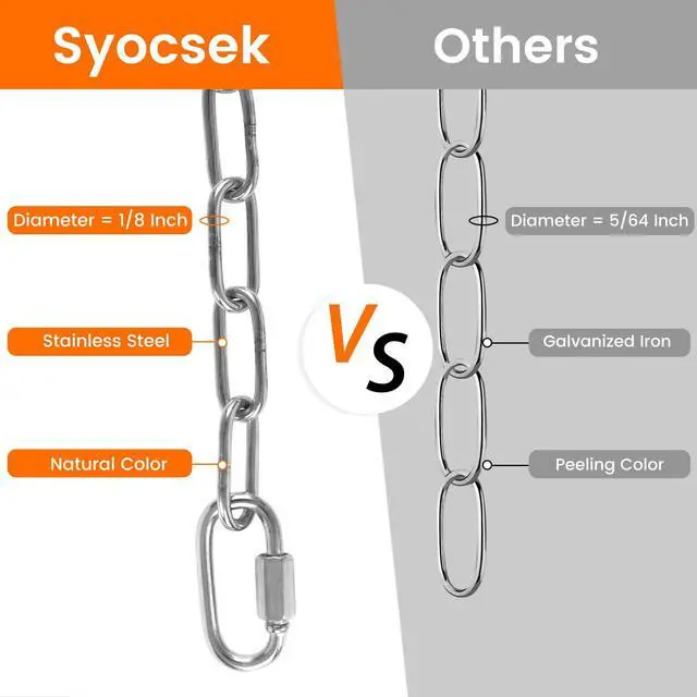 Alt view image 6 of 7 - 6 Feet Small Metal Chain with Hooks, 120 Pounds Light Weight Chain Link, 1/8 Inch Thin Adjustable Stainless Steel Chain for Bird Feeder, Plant, Fruit Basket Decorative Hanging, Silver