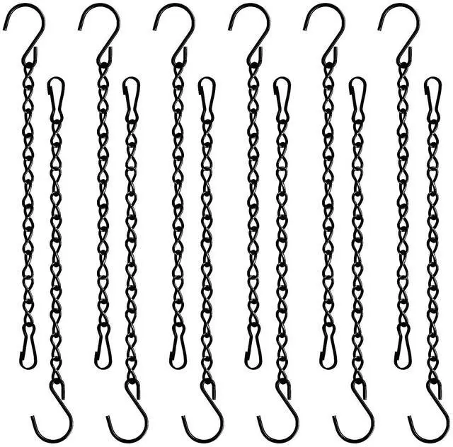 Main image of 12 Pack 9.5 Inch Hanging Chain for Bird Feeders, Planters, Lanterns, Wind Chimes, Billboards, Chalkboards and Ornaments (Black)