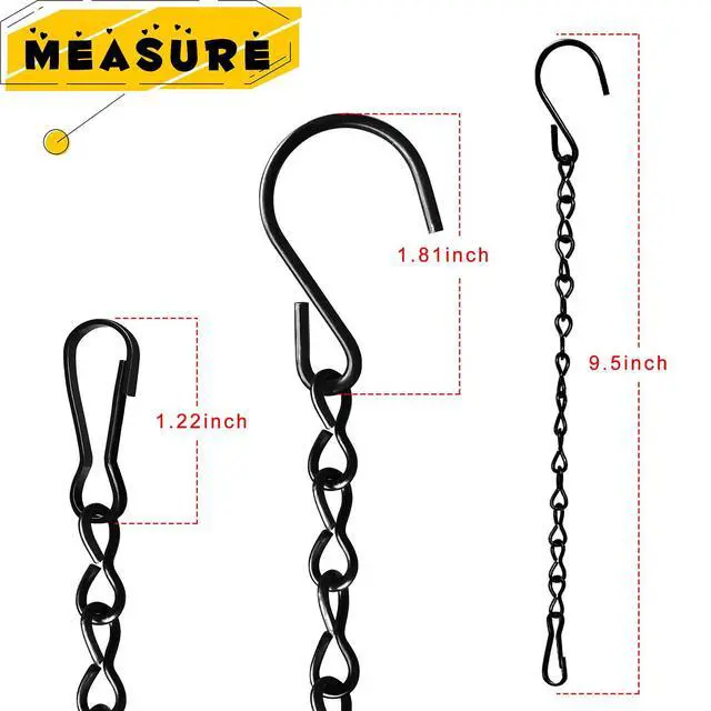 Alt view image 2 of 7 - 12 Pack 9.5 Inch Hanging Chain for Bird Feeders, Planters, Lanterns, Wind Chimes, Billboards, Chalkboards and Ornaments (Black)