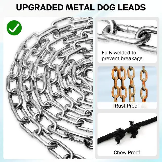 Alt view image 4 of 6 - Heavy Duty Dog Chain for Yard-15FT Metal Dog Chain Leash Chew Proof,Long Dog Lead for Outside with Strong Swivel Hook,Outdoor Dog Runner for Camping,Dog Tie Out Cable for Small Medium Dog up to 90LBS