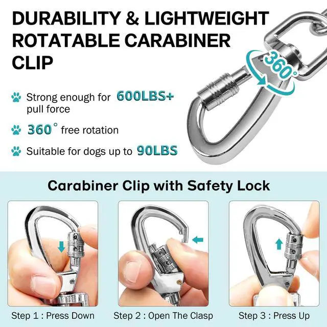 Alt view image 2 of 6 - Heavy Duty Dog Chain for Yard-15FT Metal Dog Chain Leash Chew Proof,Long Dog Lead for Outside with Strong Swivel Hook,Outdoor Dog Runner for Camping,Dog Tie Out Cable for Small Medium Dog up to 90LBS
