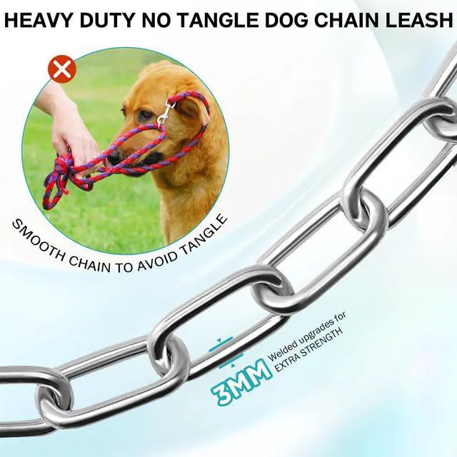 Alt view image 3 of 6 - Heavy Duty Dog Chain for Yard-15FT Metal Dog Chain Leash Chew Proof,Long Dog Lead for Outside with Strong Swivel Hook,Outdoor Dog Runner for Camping,Dog Tie Out Cable for Small Medium Dog up to 90LBS
