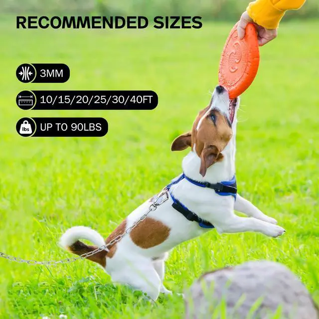Alt view image 5 of 6 - Heavy Duty Dog Chain for Yard-15FT Metal Dog Chain Leash Chew Proof,Long Dog Lead for Outside with Strong Swivel Hook,Outdoor Dog Runner for Camping,Dog Tie Out Cable for Small Medium Dog up to 90LBS