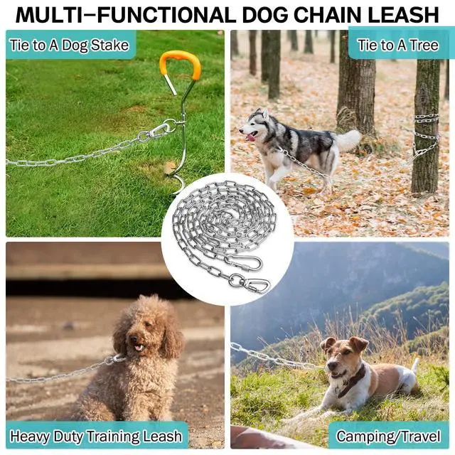 Alt view image 6 of 6 - Heavy Duty Dog Chain for Yard-15FT Metal Dog Chain Leash Chew Proof,Long Dog Lead for Outside with Strong Swivel Hook,Outdoor Dog Runner for Camping,Dog Tie Out Cable for Small Medium Dog up to 90LBS