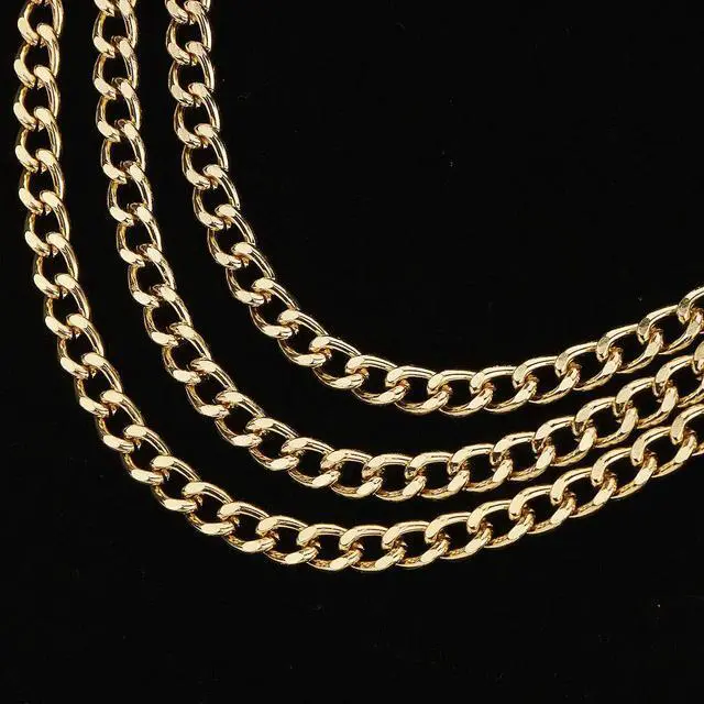 Alt view image 4 of 6 - Multilayer Metal Waist Chain Dress Belts Metal Belt for Women Gold 90CM/35.8IN