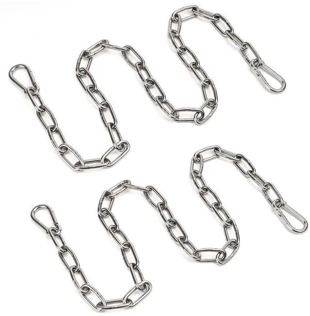 Main image of 2 Pack Outdoor Fence Gate Chains, 5/32 x 36 Inch Mental Chain Fence Lock with Spring Hooks Easy to Open and Close, Silver Safety Gate Chain Link for Livestock, Ranch, Barn (Extended)