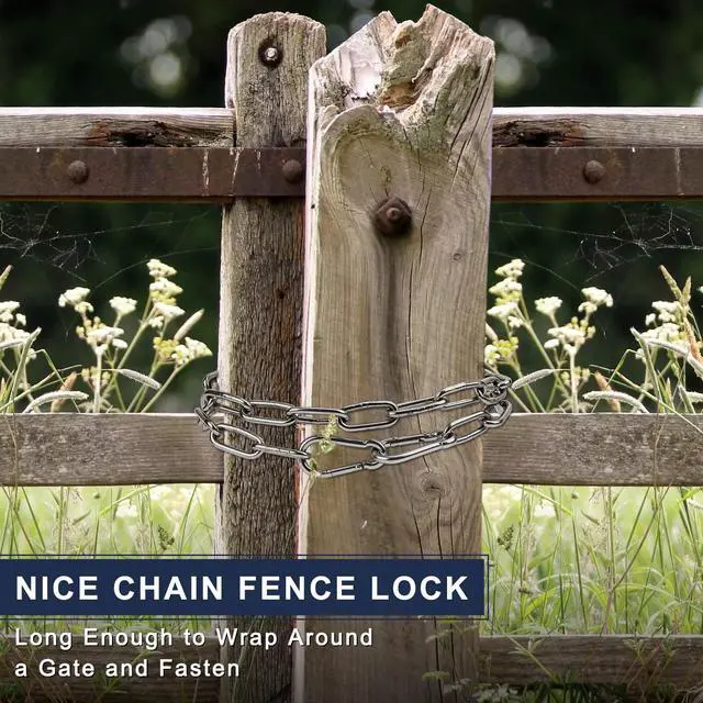 Alt view image 6 of 7 - 2 Pack Outdoor Fence Gate Chains, 5/32 x 36 Inch Mental Chain Fence Lock with Spring Hooks Easy to Open and Close, Silver Safety Gate Chain Link for Livestock, Ranch, Barn (Extended)