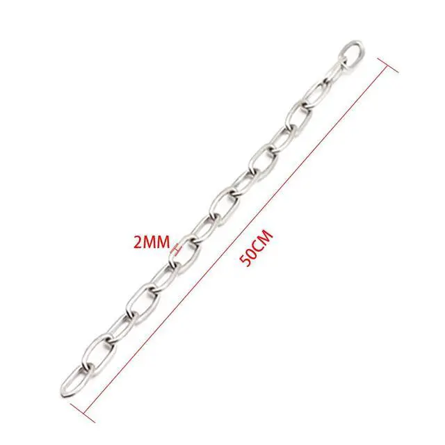 Alt view image 2 of 6 - Small Metal Chain,Stainless Steel Safety Chains 20in (L) x 2MM (T) Long Link Chain Rings Light Duty Coil Chain for Hanging Pulling Towing (2mm*50cm-1 Pack)
