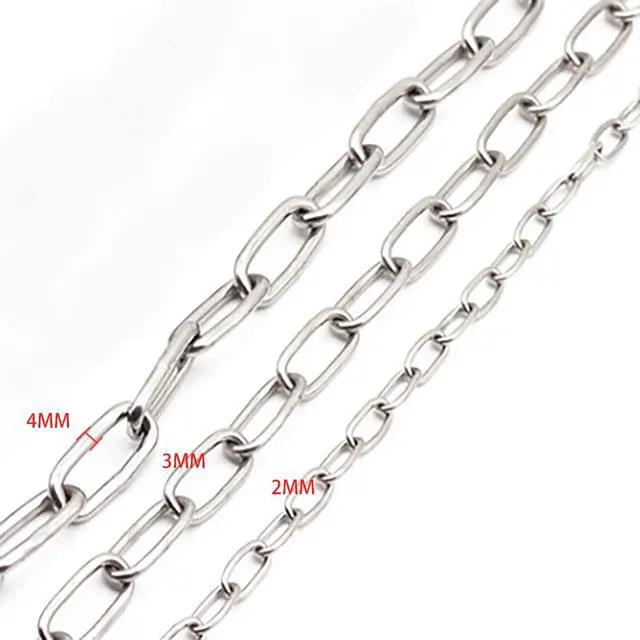 Alt view image 3 of 6 - Small Metal Chain,Stainless Steel Safety Chains 20in (L) x 2MM (T) Long Link Chain Rings Light Duty Coil Chain for Hanging Pulling Towing (2mm*50cm-1 Pack)