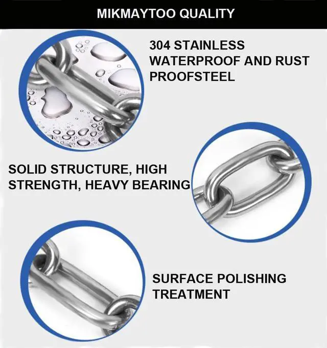 Alt view image 4 of 6 - Small Metal Chain,Stainless Steel Safety Chains 20in (L) x 2MM (T) Long Link Chain Rings Light Duty Coil Chain for Hanging Pulling Towing (2mm*50cm-1 Pack)