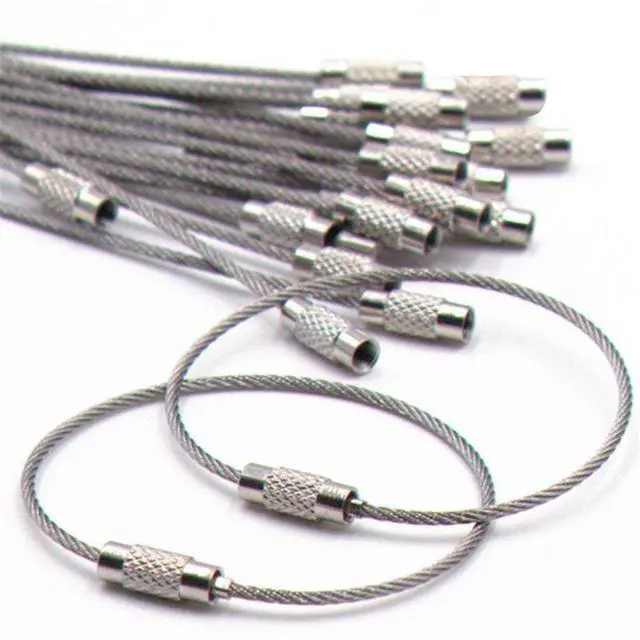 Main image of 20pcs Stainless Steel Wire Keychains Aircraft Cable Cable Key Ring for Hanging ID Tags or Luggage Tags,6.3 inch 2mm