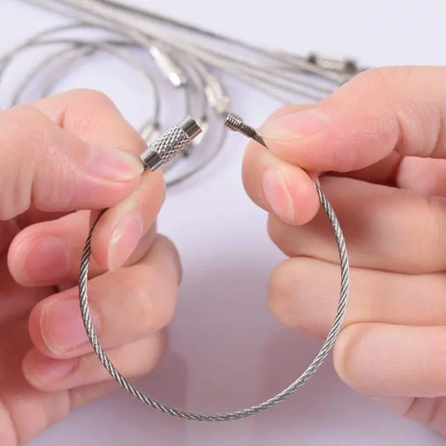 Alt view image 3 of 6 - 20pcs Stainless Steel Wire Keychains Aircraft Cable Cable Key Ring for Hanging ID Tags or Luggage Tags,6.3 inch 2mm