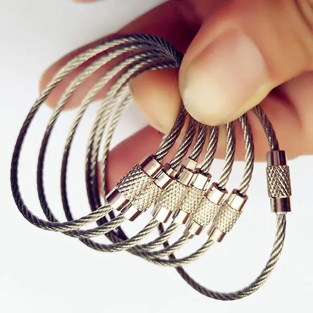 Alt view image 6 of 6 - 20pcs Stainless Steel Wire Keychains Aircraft Cable Cable Key Ring for Hanging ID Tags or Luggage Tags,6.3 inch 2mm