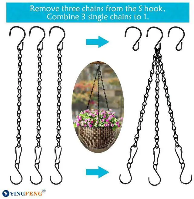 Alt view image 3 of 7 - 10 Pack 9.5 Inch Black Hanging Chains, Garden Plant Hangers for Hanging Bird Feeders, Billboards, Chalkboards, Basket, Planters, Lanterns, Wind Chimes and Decorative Ornaments Etc.