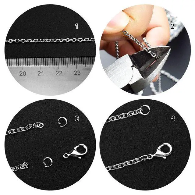 Alt view image 2 of 6 - 36 Feet Silver Stainless Steel Link Cable Chain with 20 Lobster Clasps and 30 Jump Rings for Men Women Jewelry Chain DIY Making, 2.0mm
