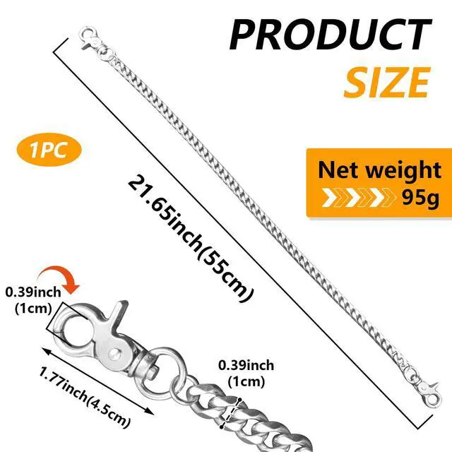 Alt view image 2 of 7 - Pants Wallet Chain for Men Women Boy Girl,Heavy Duty Pocket Chain Metal Wallet Keychain Jean Punk,Silver