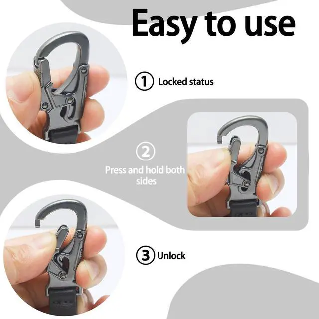 Alt view image 5 of 6 - Wallet Chains for Men, Metal Keychain with Double Lock Carabiner | Zinc Alloy Anti-Drop Carabiner, 25 inch Lightweight Stainless Steel Chain, Biker Accessory, Decor Clip for Pants