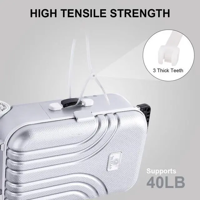 Alt view image 3 of 7 - Clear Zip Ties 8 inch, 100 Pack, White Zip Ties, 40lbs, Zipties Clear, White Cable Ties, UV Resistant Wire Ties, Plastic Ties, Tie Wraps