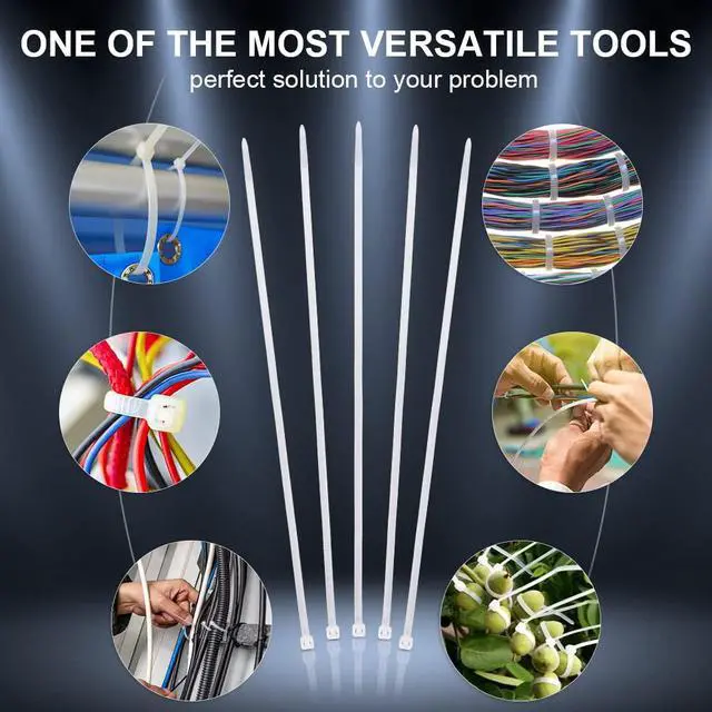 Alt view image 7 of 7 - Clear Zip Ties 8 inch, 100 Pack, White Zip Ties, 40lbs, Zipties Clear, White Cable Ties, UV Resistant Wire Ties, Plastic Ties, Tie Wraps