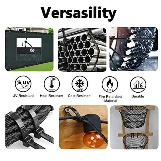 Alt view image 5 of 6 - Black Zip Ties Heavy Duty 20 Inch Outdoor, 250lb Extra Large Cable Tie Wraps Long Plastic Wire Ties Wide Big Strong Thick Zipties 40 Pack