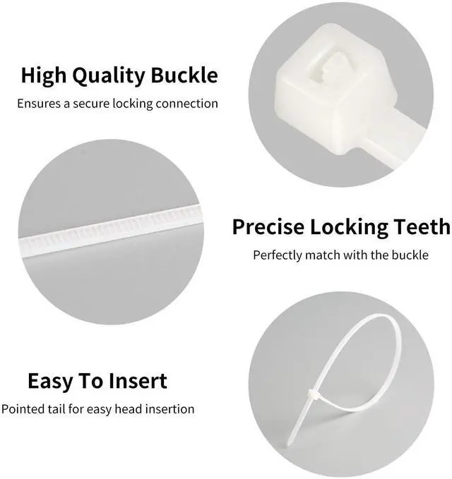 Alt view image 7 of 7 - Cable Zip Ties,600 Piece Self-Locking Nylon Cable Ties,Assorted Sizes 4+6+8+10+12-Inch,Multi-Purpose Wire Management Plastic Ties,Perfect for Home,Garden,Office,Travel and Workshop.White