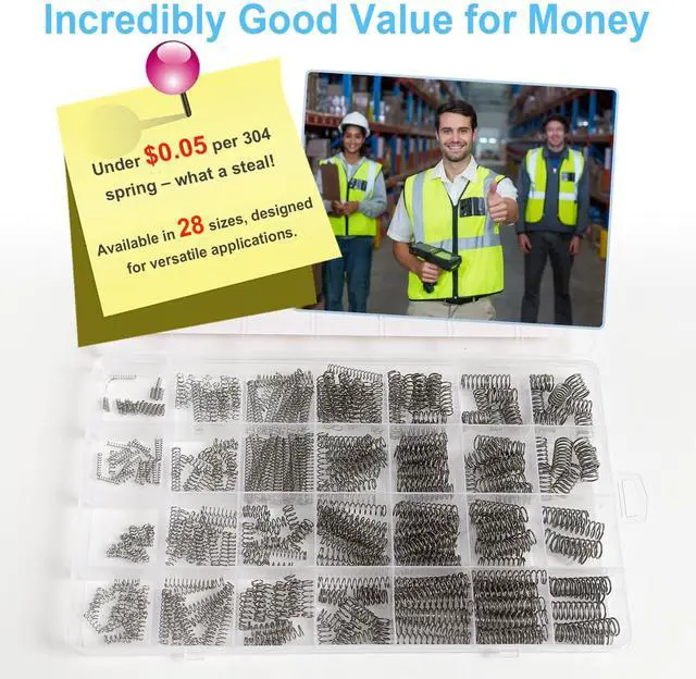 Alt view image 4 of 6 - 390Pcs Small Compression Springs Kit, 28 Sizes Assorted | Coil Spring Assortment for Pen Repair, DIY Crafts, and 3D Printing. Durable 304 Stainless Steel Construction