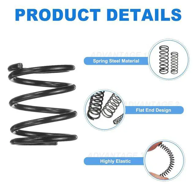 Alt view image 3 of 6 - 30Pcs Compression Spring 13mm OD 1.2mm Wire Size 15mm Free Length | Spring Steel Construction Extended Mechanical Compression Springs,for Shop and Home Repairs Black