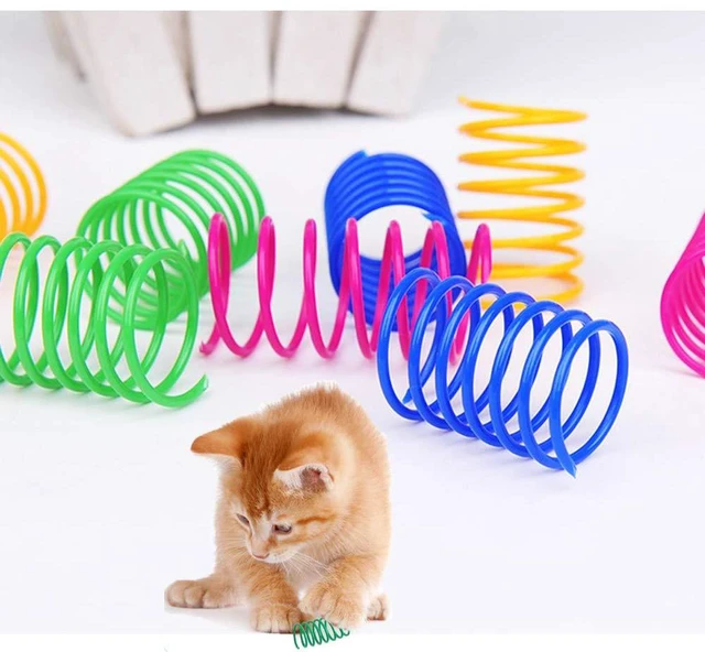 Alt view image 5 of 6 - Cat Spring Toy (60 Pack), Cat Kittens Toys Plastic Coil Spiral Springs for Swatting, Biting, Hunting, and Active Healthy Play (Random Color)