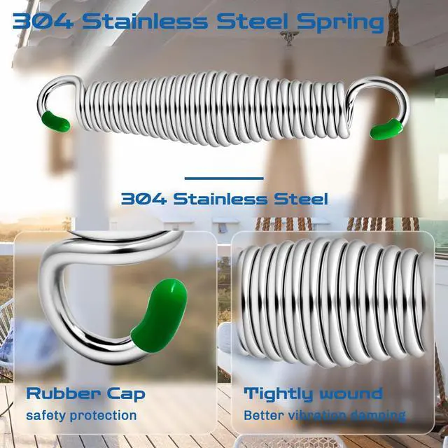 Alt view image 4 of 7 - 2 Pack Premium Porch Swing Springs,1300 LB Heavy Duty Springs, Rust Resistant Swing Springs, Spring for Swing Hammock Hanging Chair Spring for Hammock Spring,Porch Swings