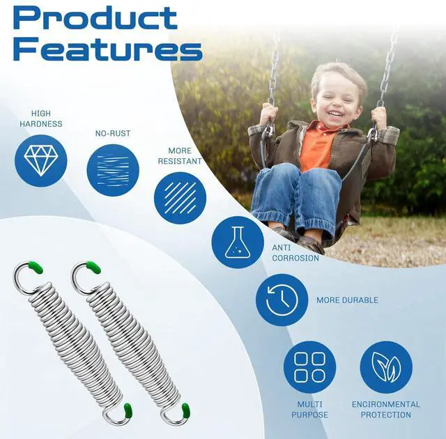 Alt view image 6 of 7 - 2 Pack Premium Porch Swing Springs,1300 LB Heavy Duty Springs, Rust Resistant Swing Springs, Spring for Swing Hammock Hanging Chair Spring for Hammock Spring,Porch Swings