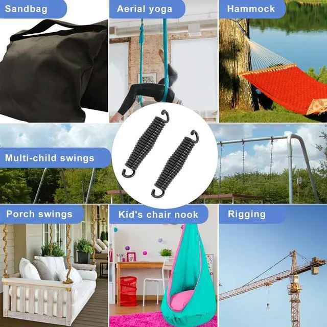 Alt view image 4 of 7 - Porch Swing Springs Hammock Chair Spring Hold up to 1600lbs Heavy-Duty Chr-ome Springs for Hanging Chairs Ceiling Mount Porch Swings Punching Bag - 2 PCS Black