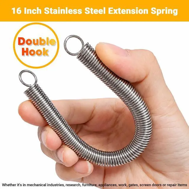 Alt view image 6 of 7 - 6pcs 3/8 Inch x 6-1/3 Inch Stainless Steel Extension Springs | Extension Springs With Hook Ends For Machinery Repair Industrial Screen Door