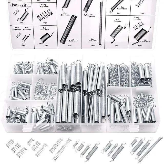 Main image of 200PCS Spring Assortment Kit Zinc Plated Extension and Compression Springs Kit with 20 Different Sizes for Home Repairs & DIY