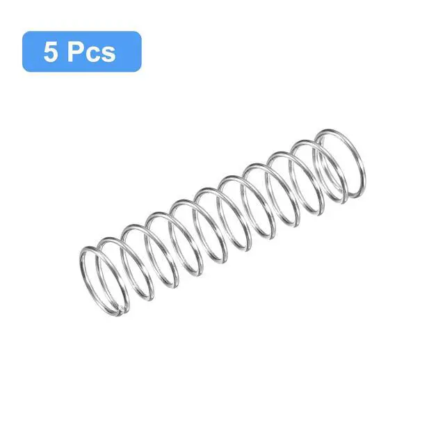 Alt view image 3 of 6 - 5Pcs Compression Spring 304 Stainless Steel 10mmOD,0.8mmWD,40mmFL | Silver Tone